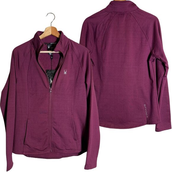 NWT Spyder Active Full Zip Fleece Jacket Womens Medium Purple Soft Shell Outdoor - Picture 1 of 15